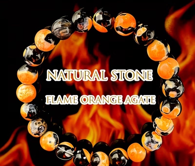 Bracelet en agate de feu orange